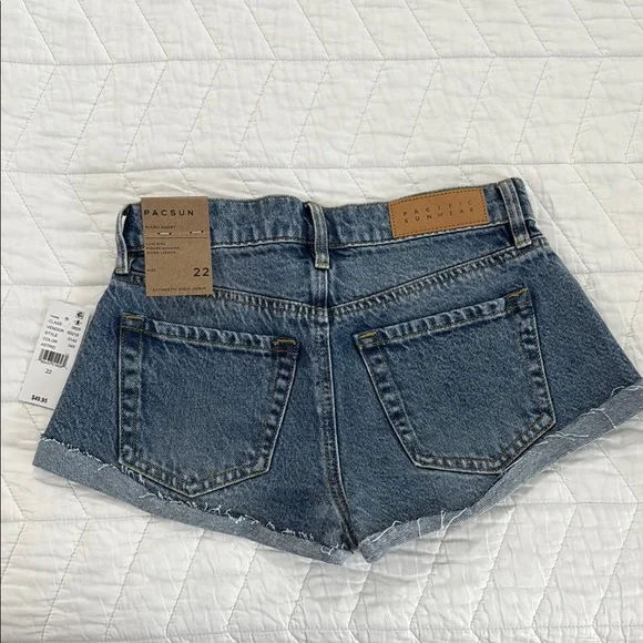 PacSun Blue Jean Shorts Distressed Cut-Off Style - Picture 4 of 5